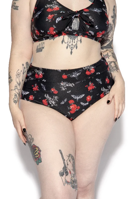 BC Dark Floral High Waisted Bikini Bottom