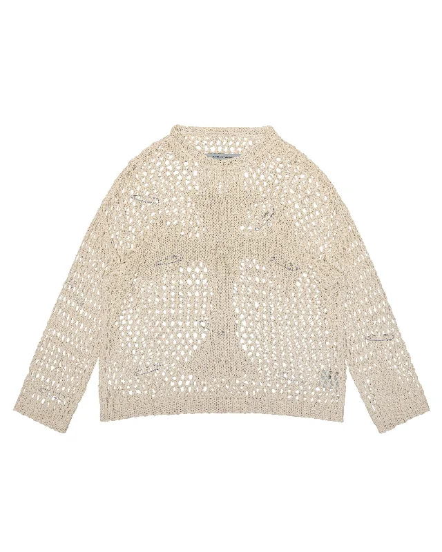 Beige Cross Net Sweater