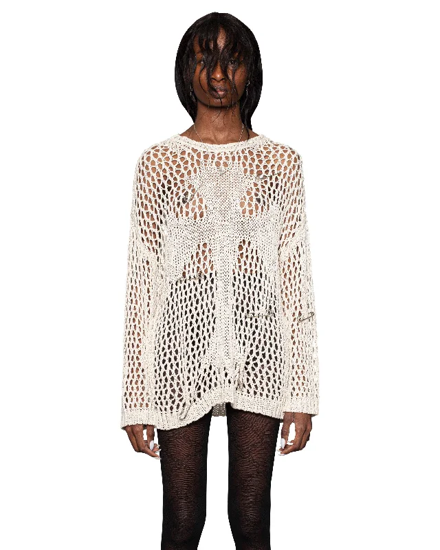 Beige Cross Net Sweater