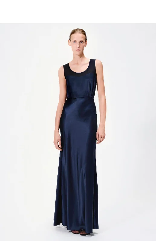 BIAS GOWN WITH FRINGE IN SILK CHARMEUSE