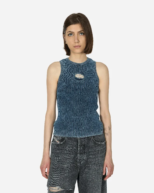 Oval D Rib-Knit Tank Top Dark Blue