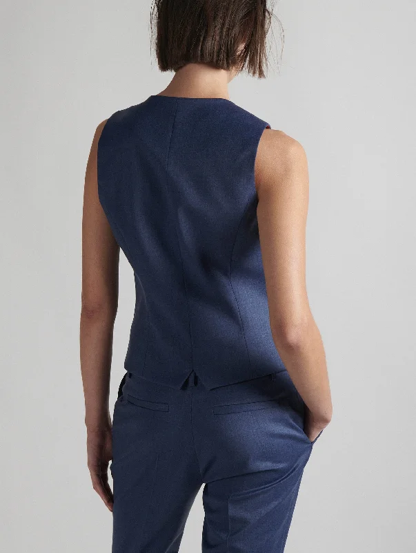 Gilet de costume en gabardine de laine bleu