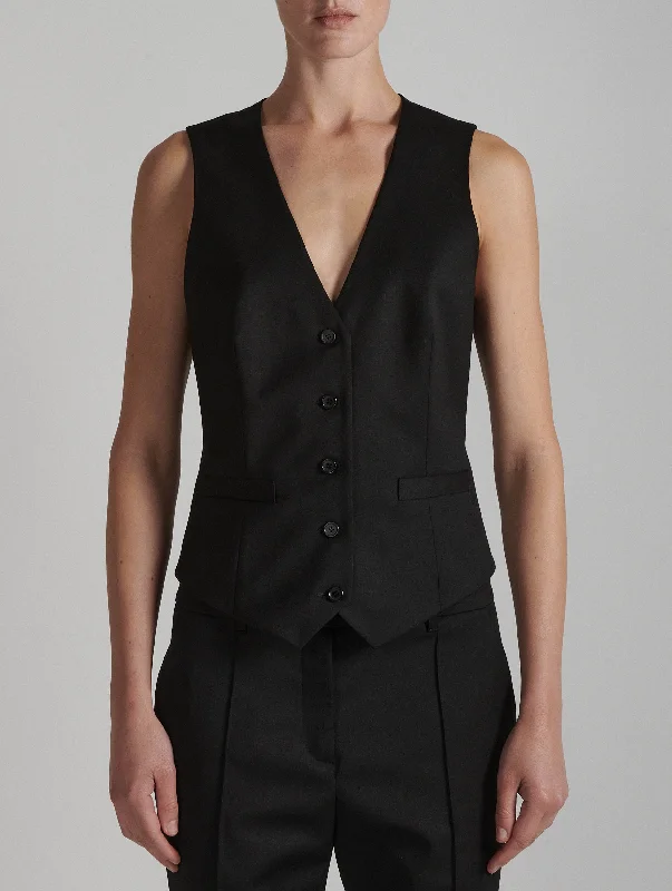 Gilet de costume en gabardine de laine noir