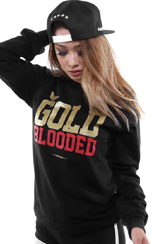 Gold Blooded (Women's Black/Red Crewneck Sweatshirt)