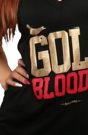 Gold Blooded (Women's Black/Red V-Neck)