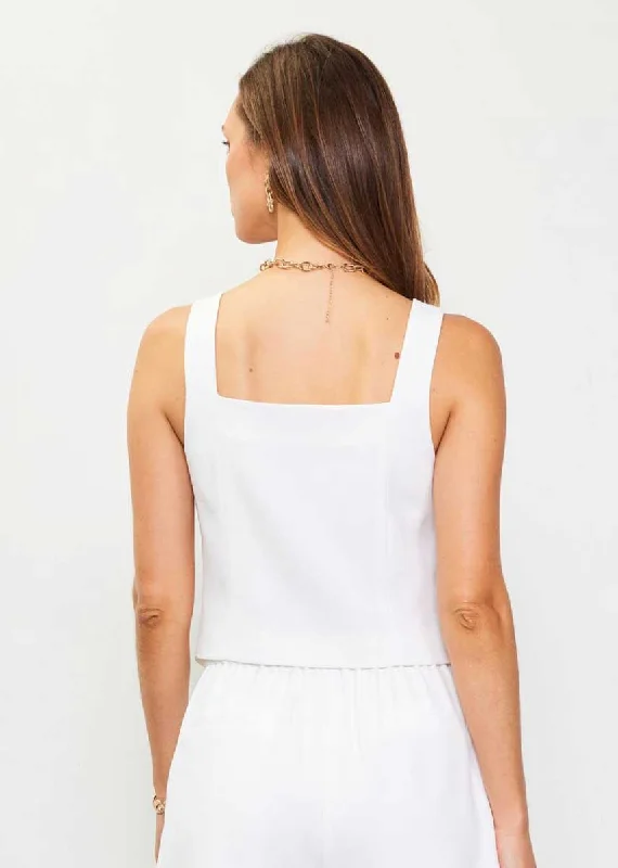 Helen Square Neck Vest - White