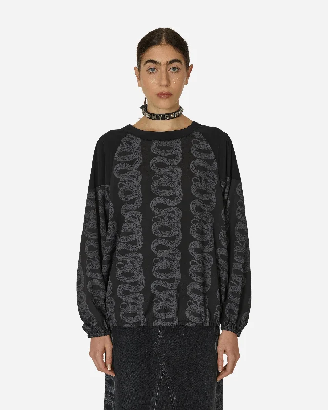 Snake Loop Pattern Longsleeve Top Black