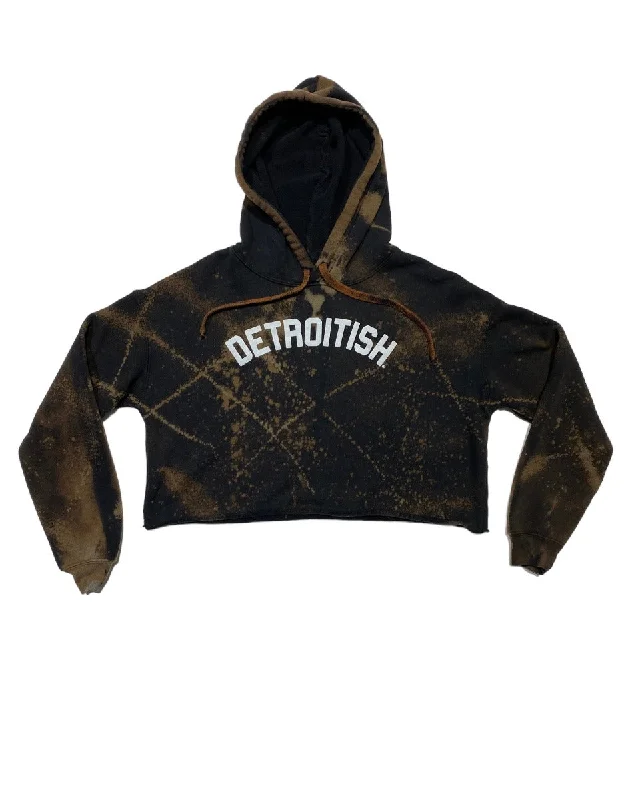 Ink Detroit - Detroitish Reverse Dyed Fleece Crop Hoodie - Black