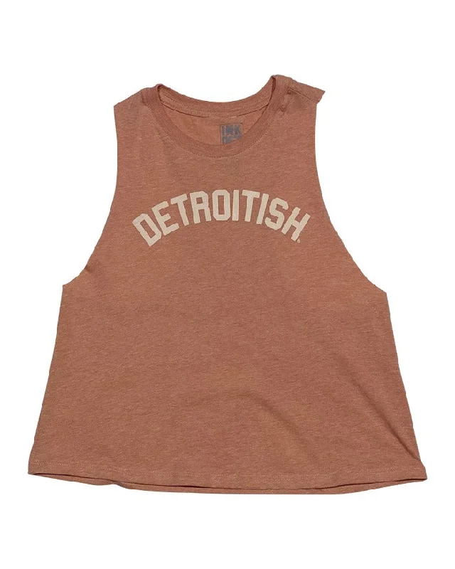 Ink Detroit Detroitish Racerback Crop Tank Top - Heather Sunset