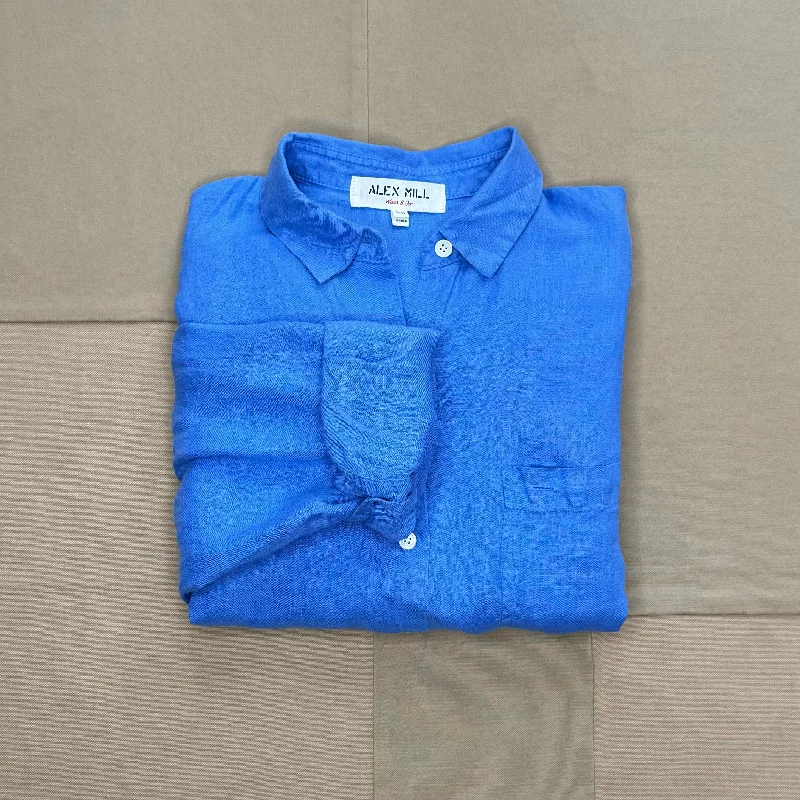 Jo Shirt in Linen, French Blue