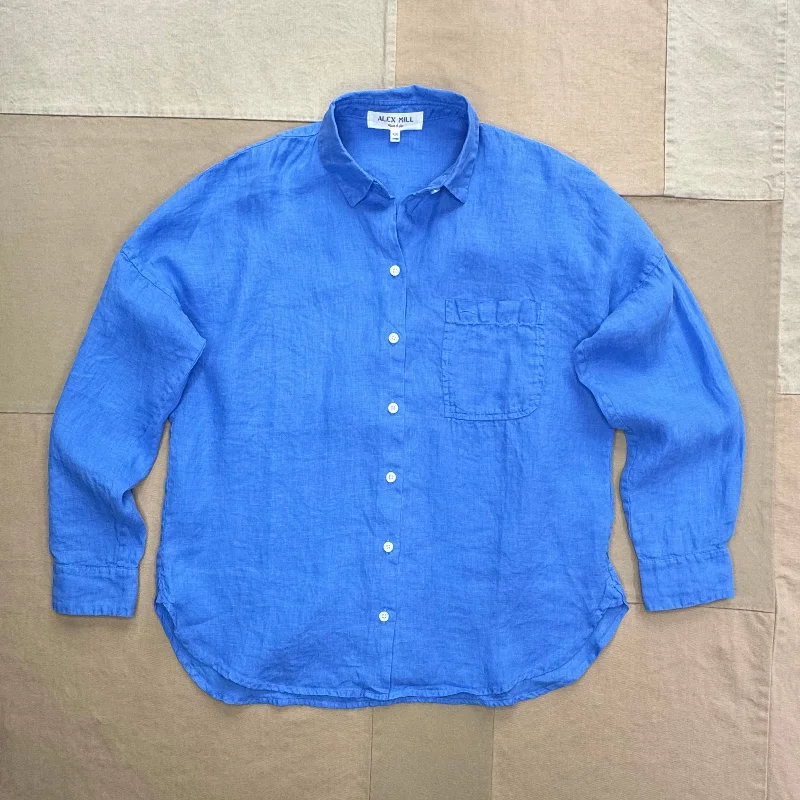 Jo Shirt in Linen, French Blue