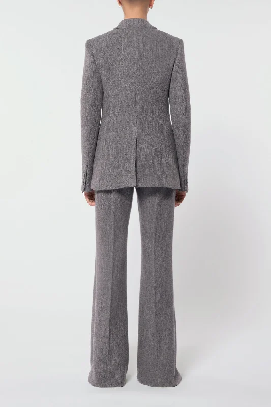 Leiva Blazer in Dark Grey Multi Cashmere Virgin Wool Herringbone