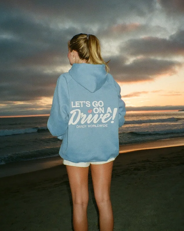 ""Let's Go on a Drive"" Oversized Lux Hoodie in Blue