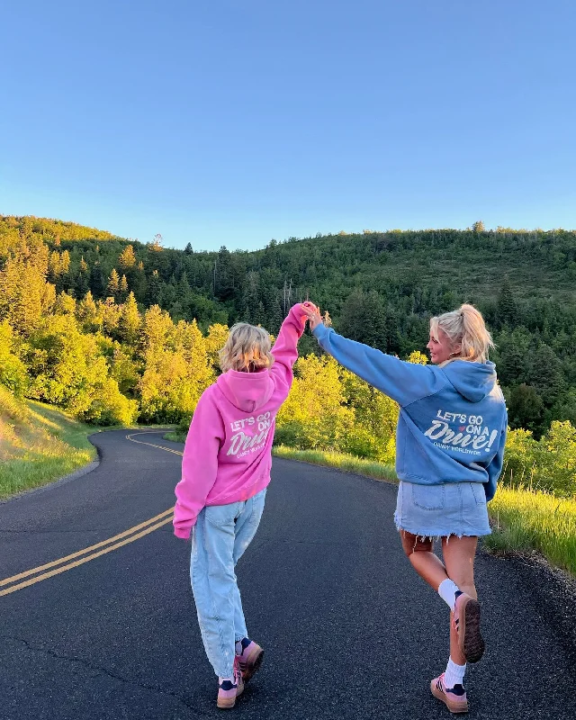 ""Let's Go on a Drive"" Oversized Lux Hoodie in Pink