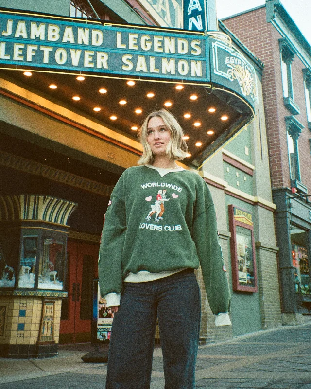 ""Lovers Club"" Crew Neck in Vintage Washed Green