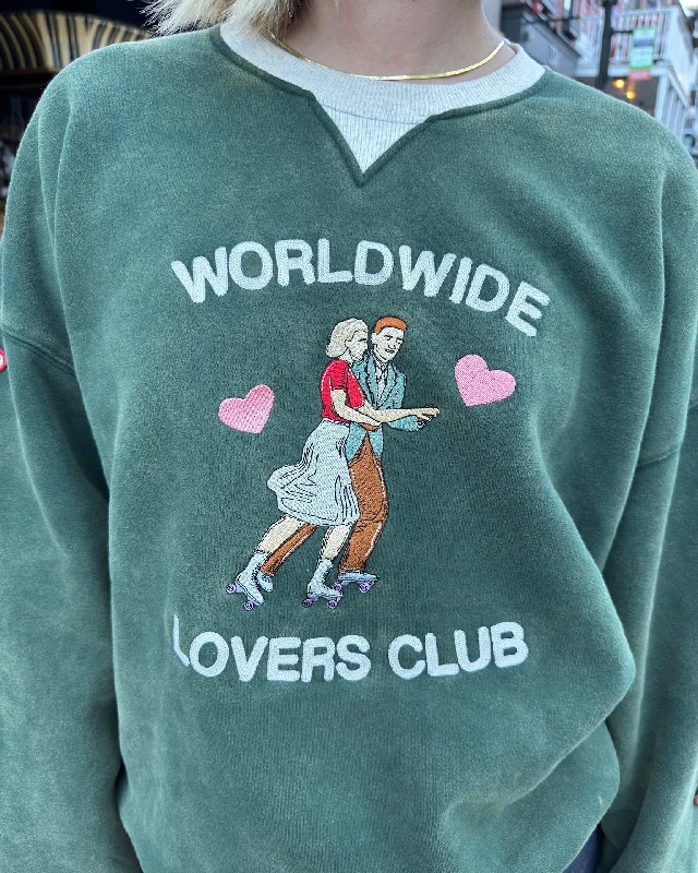 ""Lovers Club"" Crew Neck in Vintage Washed Green