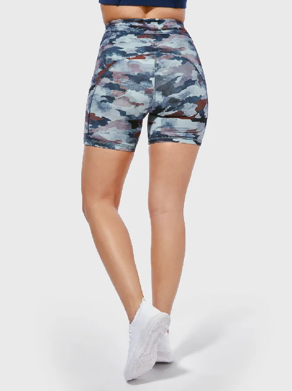 LULULEMON BLUE CAMO POWER THRU HR SHORT 6""