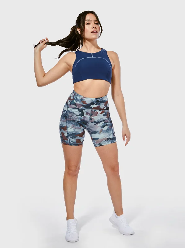 LULULEMON BLUE CAMO POWER THRU HR SHORT 6""