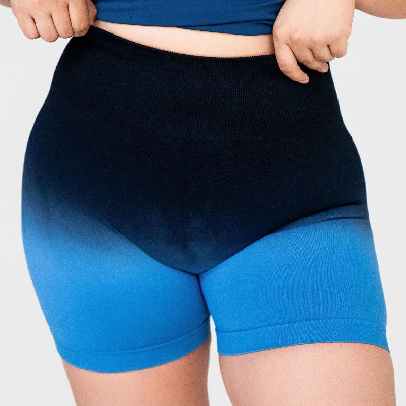 OCEAN BLUE OMBRÉ- SCRUNCH SHORTS (SUPER STRETCH)