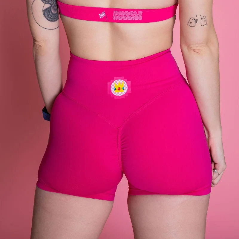 RACER PEACH PINK- SCRUNCH SHORTS -4"" INSEAM