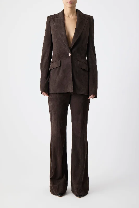 Rhein Pant in Dark Chocolate Suede