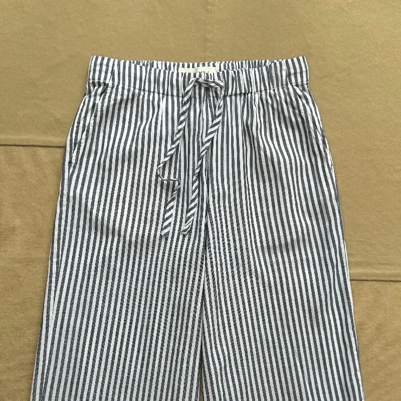 Riley Pant in Linen, Blue/White Stripe