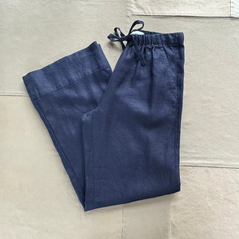 Riley Pant in Linen, Dark Navy