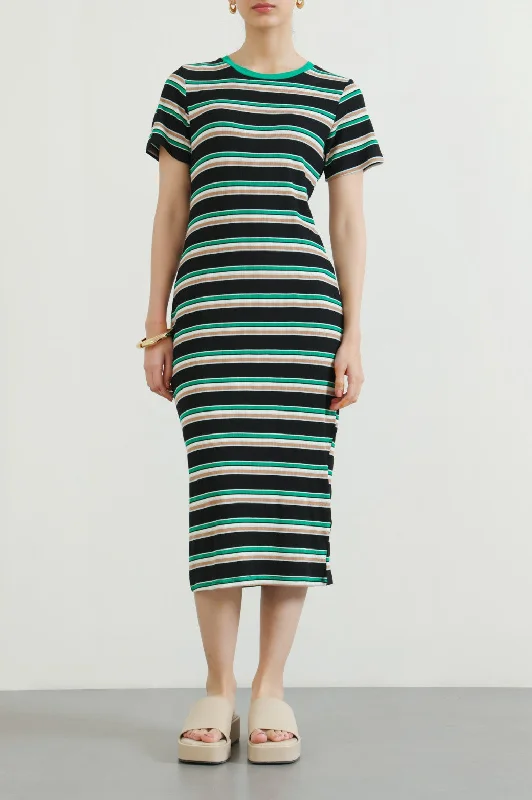 STRIPED FITTED DRESS