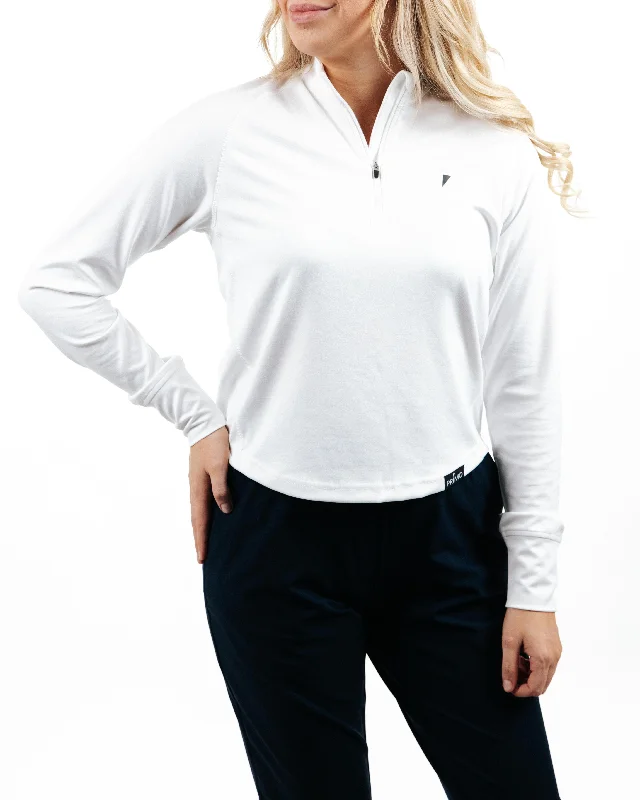 Women's White Crop Quarterzip