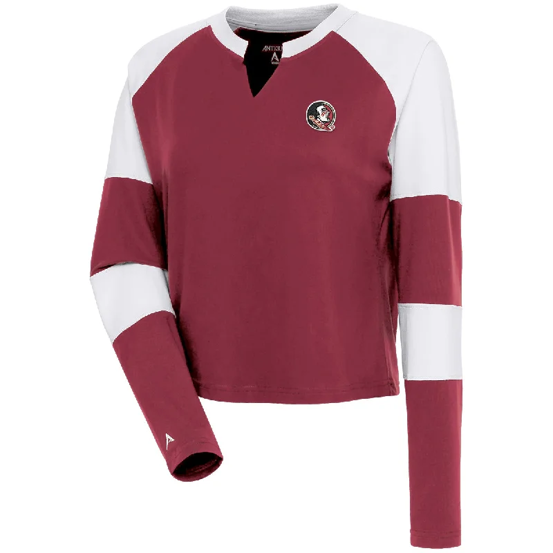 Antigua Women's Seminole Logo Colorblocked Long Sleeve Raglan - Garnet/White