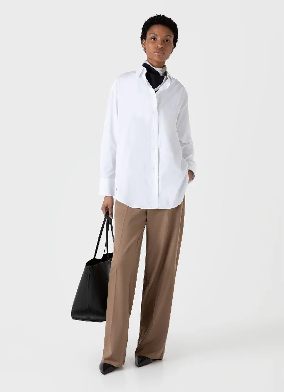 Women's Oversized Poplin Shirt in White