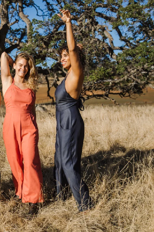 Yolked Juniper Jumpsuit in Sunset Coral