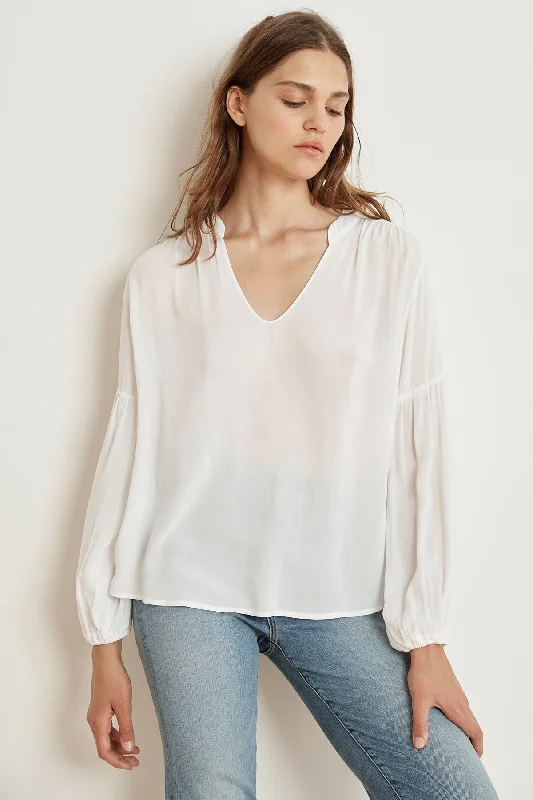 YULIA RAYON CHALLIS PEASANT SLEEVE BLOUSE