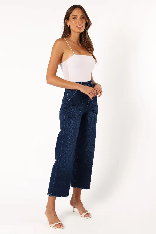 Kinsley High Rise Wide Leg Jean - Dark Denim