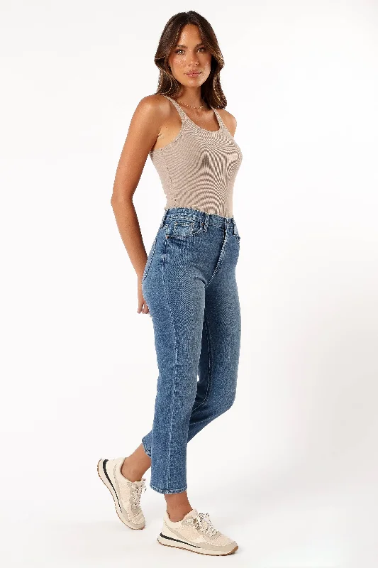 Lea High Rise Classic Straight Jean - Medium Denim