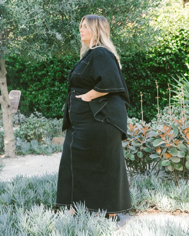 Lola Denim Maxi Skirt | Black Denim