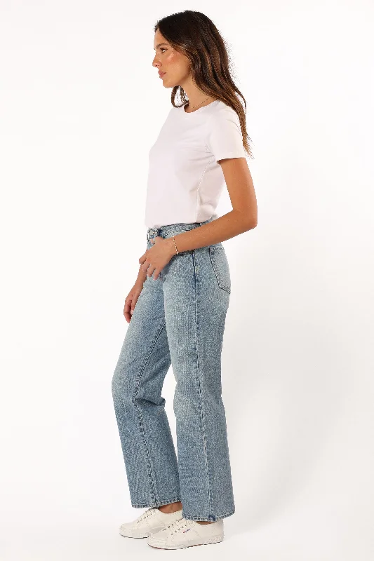 Nathan High Rise Relaxed Straight Jean - Medium Denim