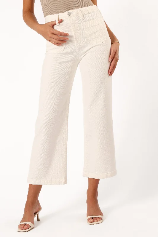 Noah High Rise Wide Leg Jean - Off White