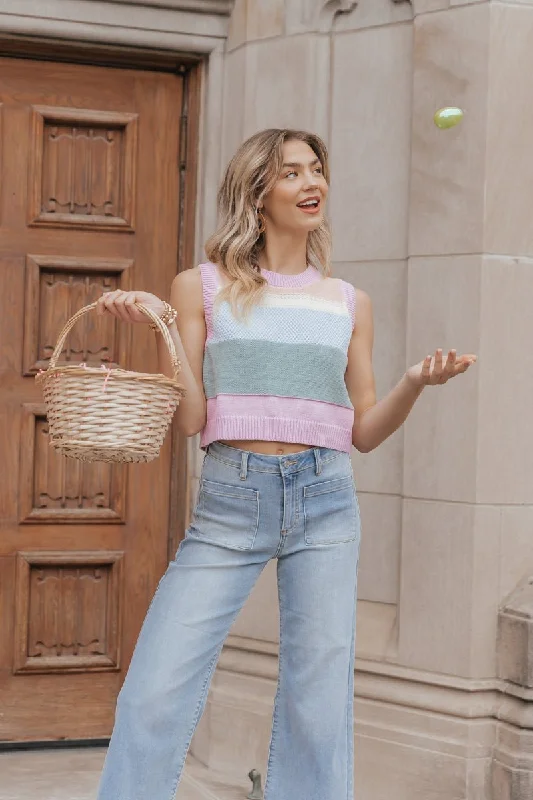 Pink Multi Sleeveless Striped Sweater - FINAL SALE