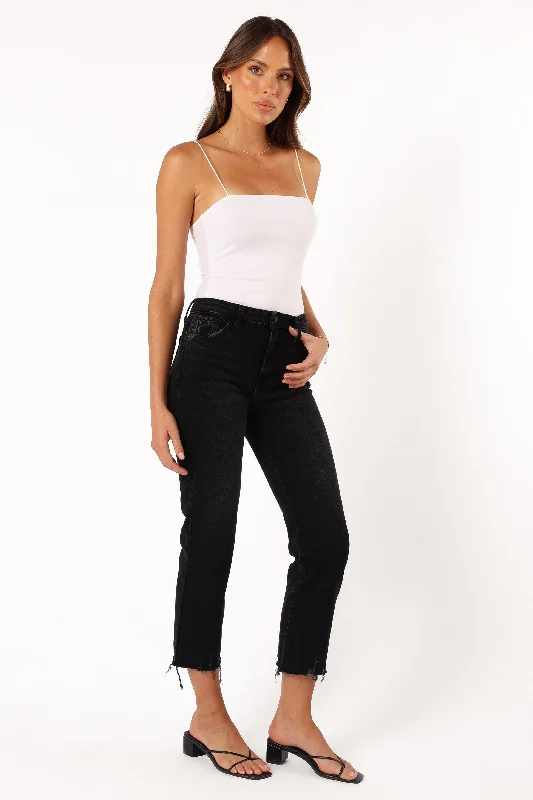 Rowan High Rise Straight Leg Jean - Washed Black