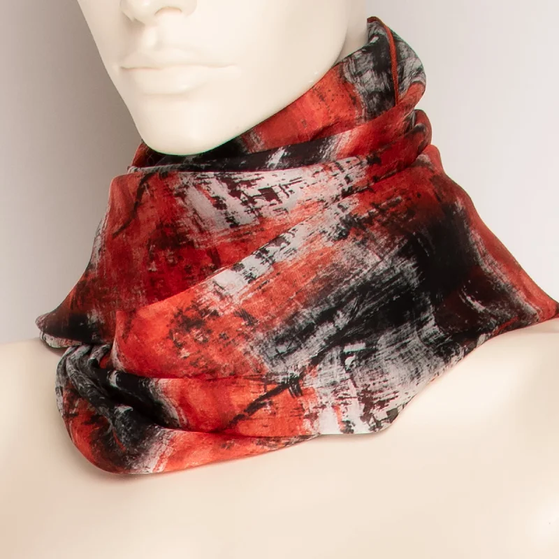 Scarlet Print Silk Scarf - F006