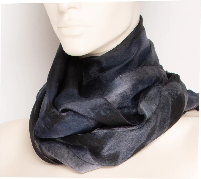 Slate Print Silk Scarf - F010