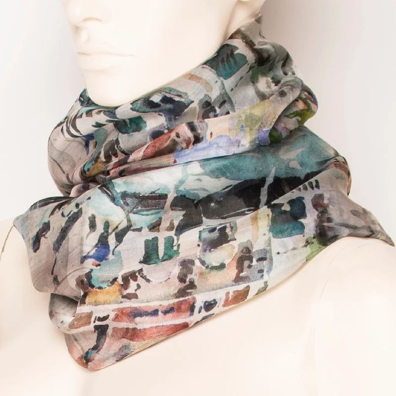 Venetian Print Silk Scarf F013