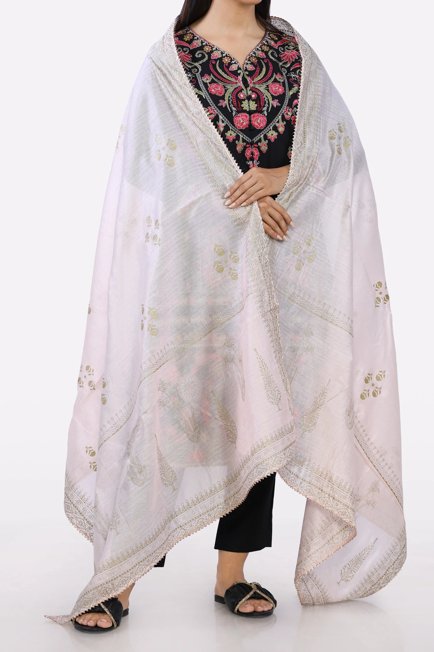 Peach Printed Dupatta