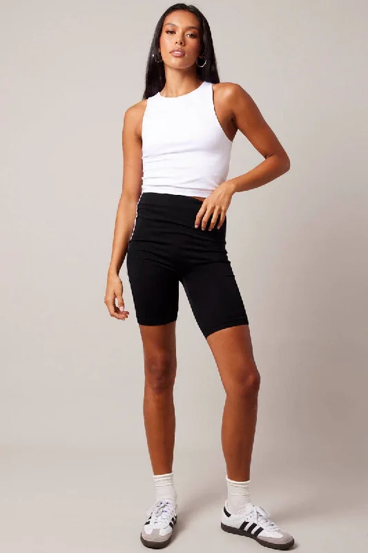 Black Bike Shorts Seamless Side Stripe