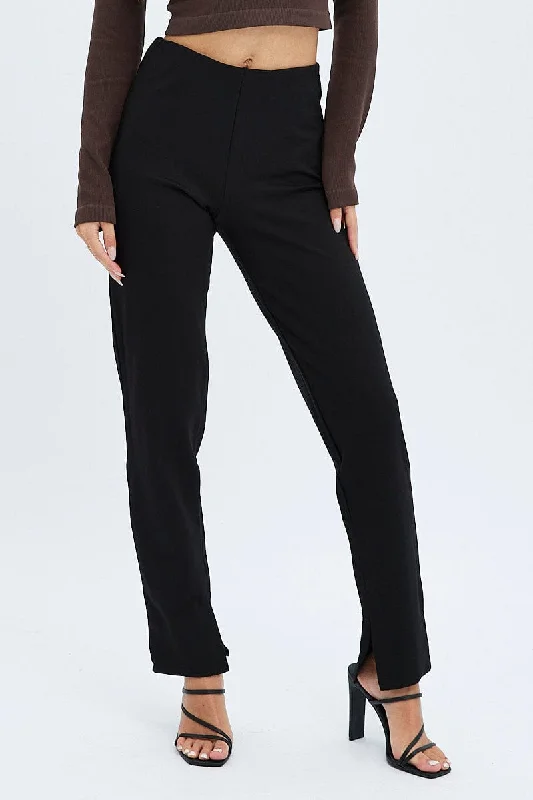 Black Leggings Mid Rise Ponte