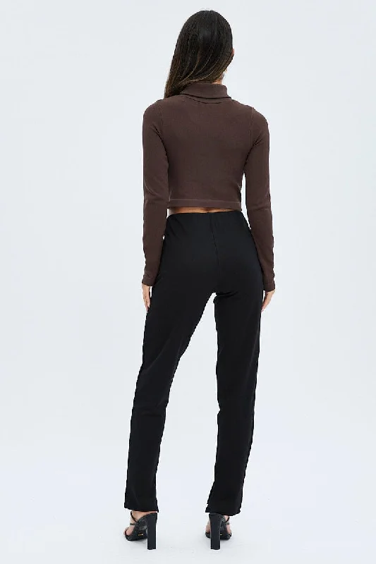 Black Leggings Mid Rise Ponte