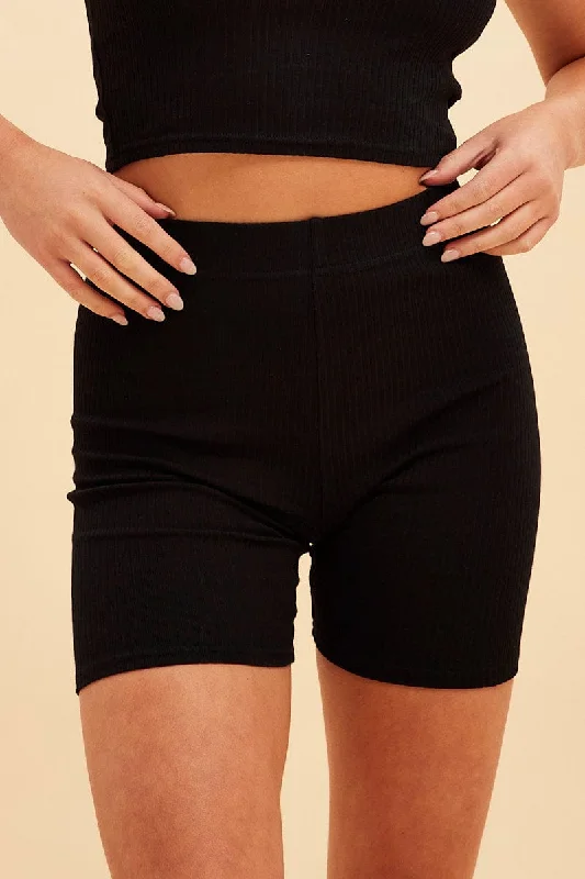 Black Prea Rib Bike Short