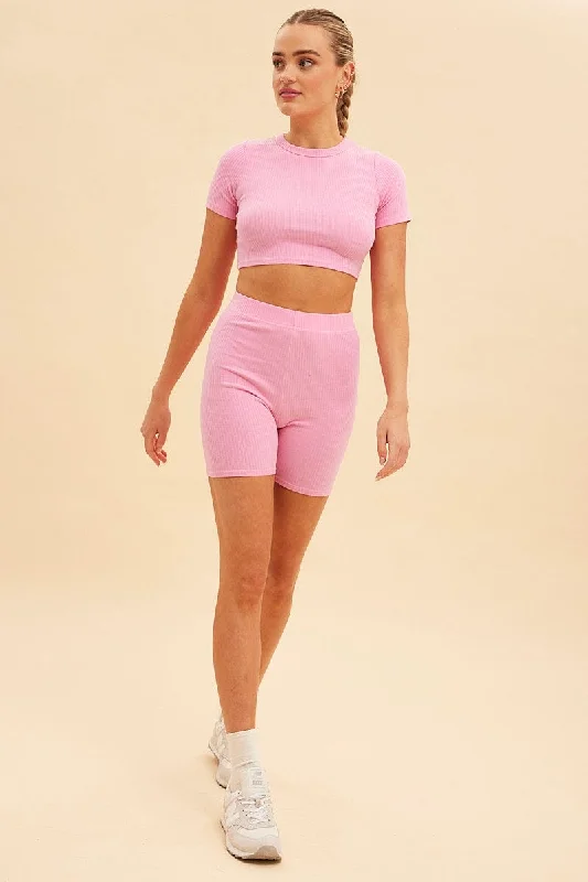 Pink Prea Rib Bike Short