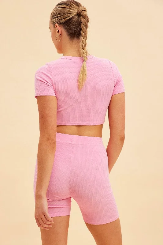 Pink Prea Rib Bike Short